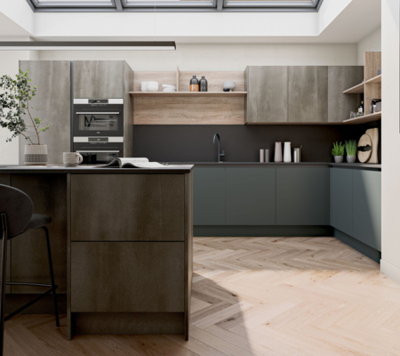 Unity Linea Deep Blue, Essen Bordalino oak & Metara Steel oxide (2)